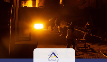 Molten steel pouring inside a steel manufacturing plant, with workers monitoring the casting process, representing high-temperature billet production and industrial steel processing.