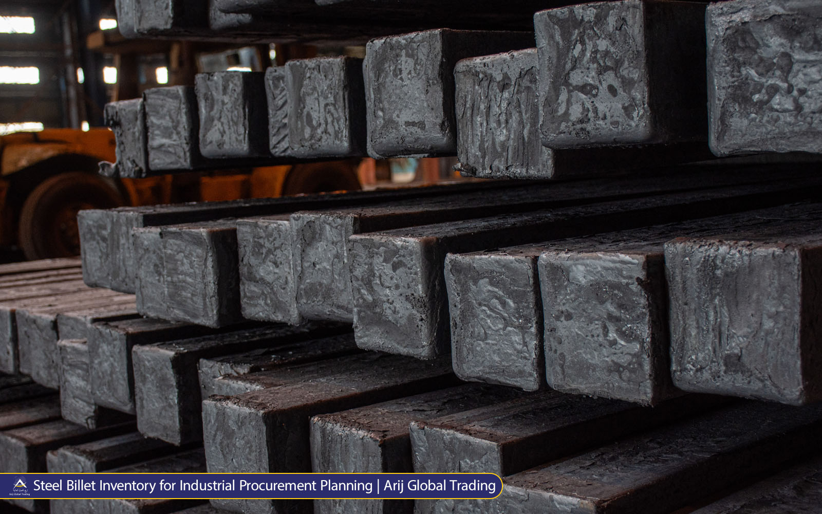 stacked steel billets in factory for billet supplier operations